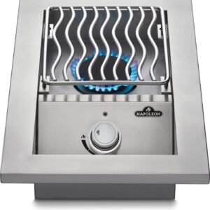 Stock Image - Napoleon - Built-in 500 Series Single Range Top Burner, Stainless Steel Cover Napoleon Grill Gas Built-In Grill - Builders Materials