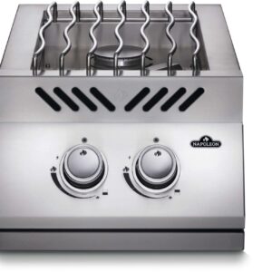 Stock Image - Napoleon - Built-in 500 Series Inline Dual Range Top Burner, Stainless Steel Cover Napoleon Grill Gas Built-In Grill - Builders Materials