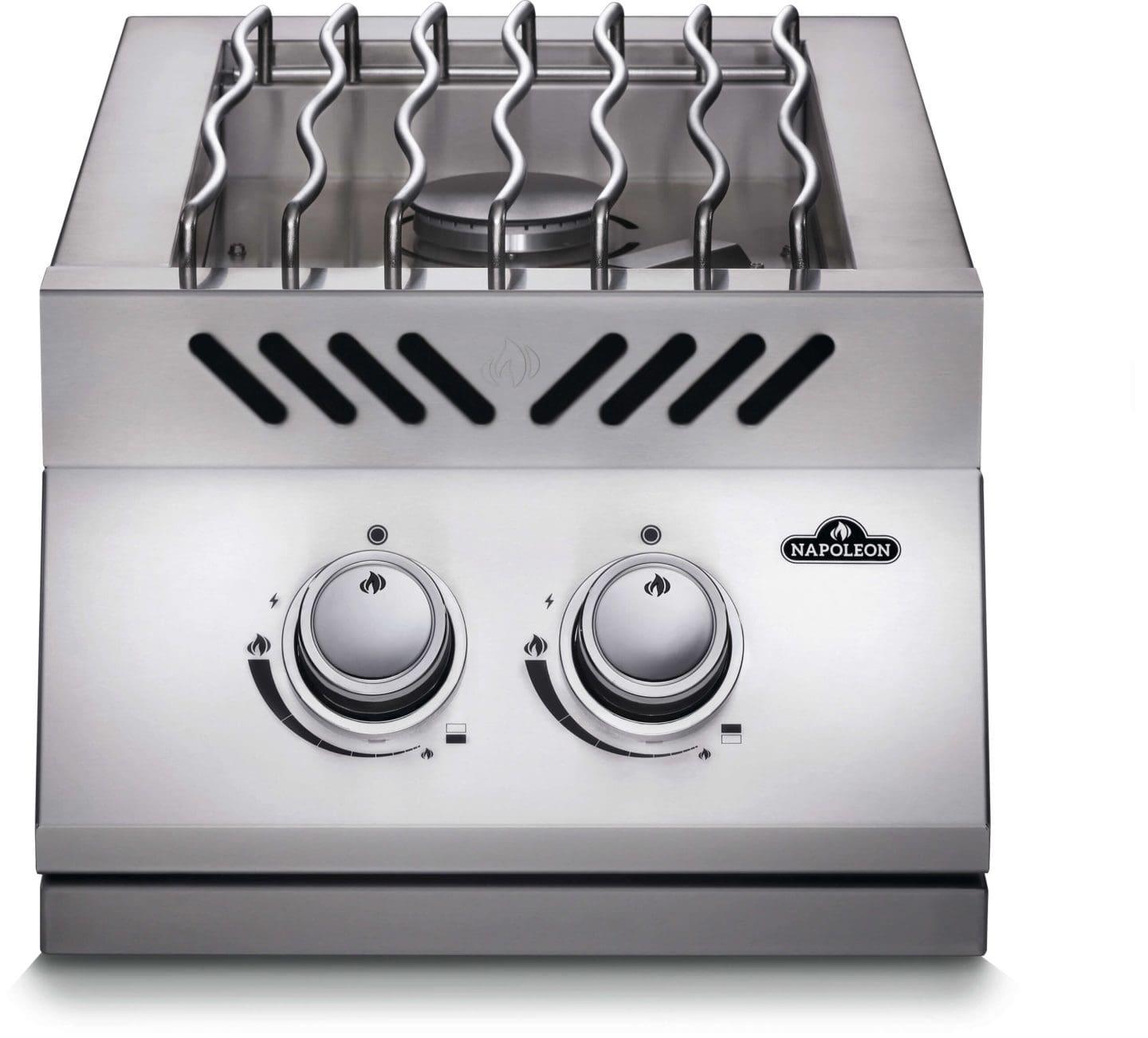 Stock Image - Napoleon - Built-in 500 Series Inline Dual Range Top Burner, Stainless Steel Cover Napoleon Grill Gas Built-In Grill - Builders Materials