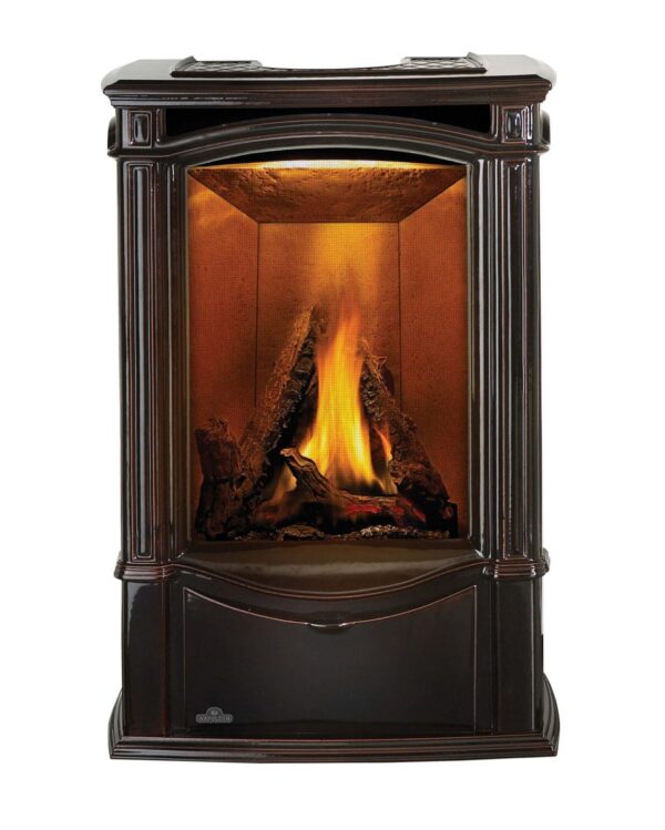 Stock Image - Napoleon - Castlemore™ Direct Vent Stove, Natural Gas, Electronic Ignition - Majolica Brown Napoleon Hearth Gas Freestanding Stove - Builders Materials