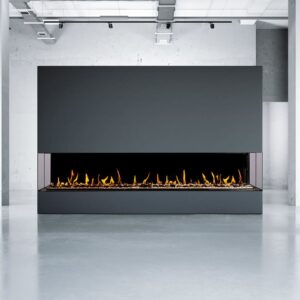 Stock Image - Flare - Large Double Corner Flare Fireplaces Gas Bay Fireplace - Builders Materials
