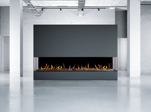 Stock Image - Flare - Large Double Corner Flare Fireplaces Gas Bay Fireplace - Builders Materials