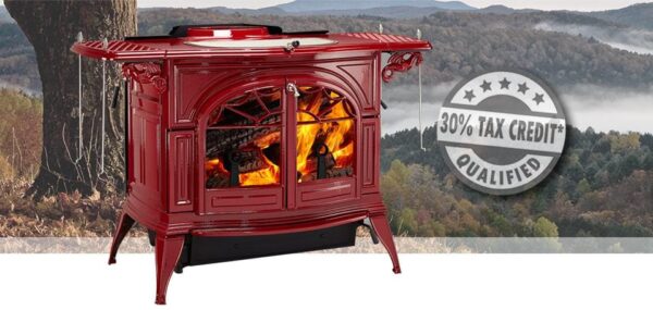 Stock Image - Vermont Castings Defiant Wood Burning Stove Vermont Castings Wood Stove - Builders Materials