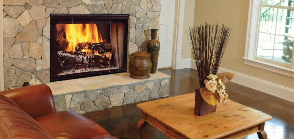 Stock Image - Majestic Designer Series Wood-Burning Fireplace Majestic Wood Fireplace - Builders Materials
