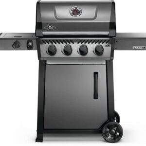 Stock Image - Napoleon - Freestyle 425 Propane Gas Grill with Range Side Burner, Graphite Grey Napoleon Grill Gas Cart Freestanding Grill - Builders Materials