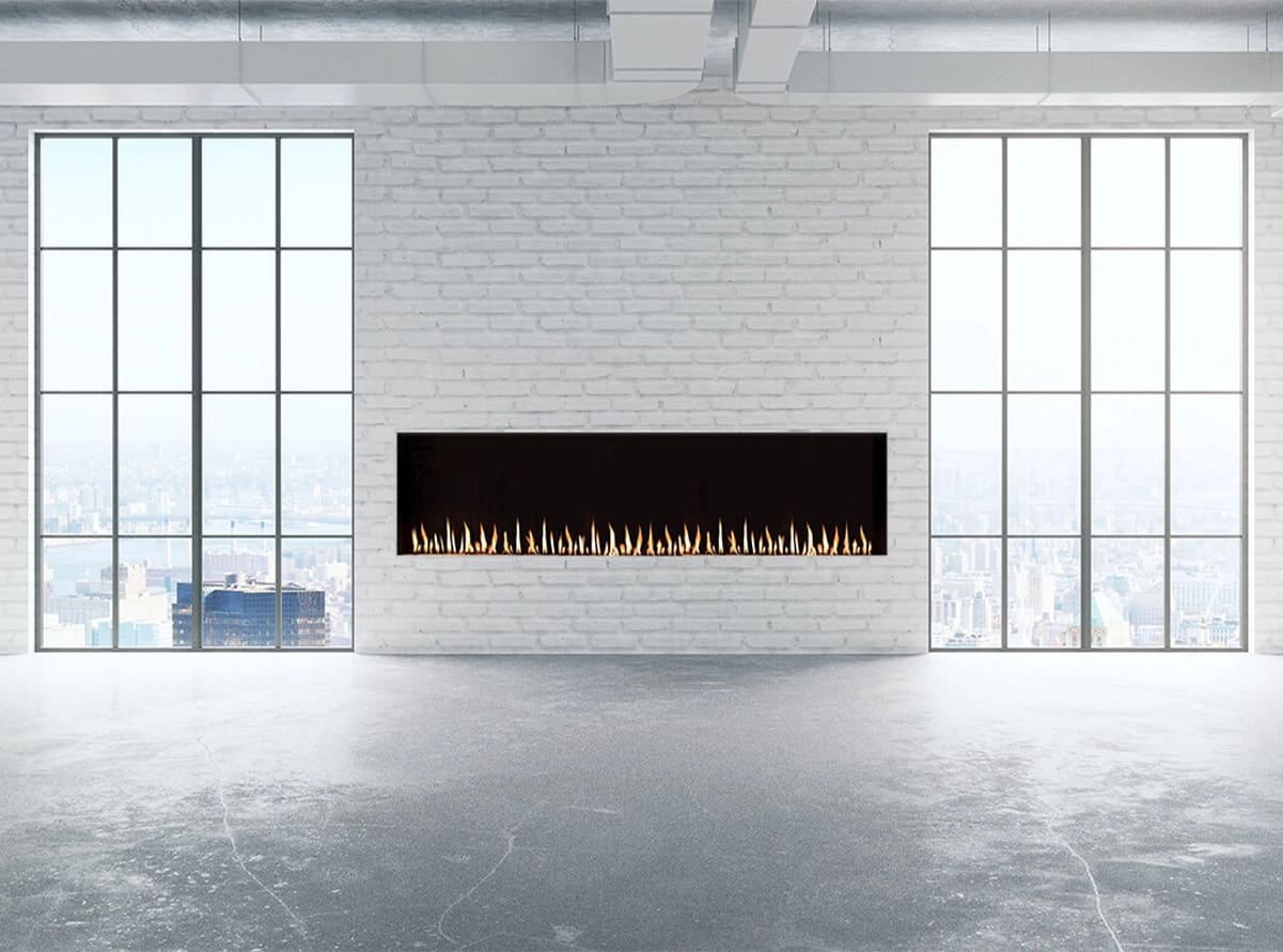 Stock Image - Flare - Front Facing Flare Fireplaces Gas Linear Fireplace - Builders Materials