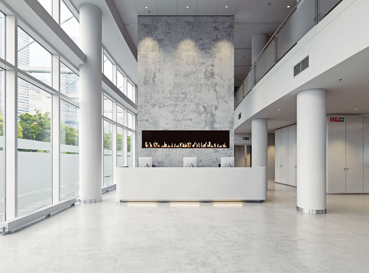 Stock Image - Flare - Large Front Facing Flare Fireplaces Gas Linear Fireplace - Builders Materials