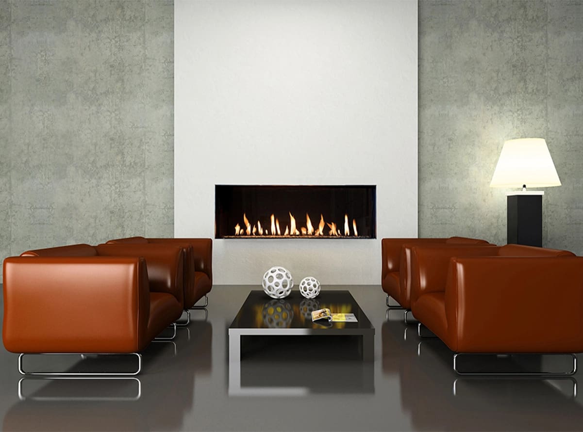 Stock Image - Flare - Front Facing Flare Fireplaces Gas Linear Fireplace - Builders Materials
