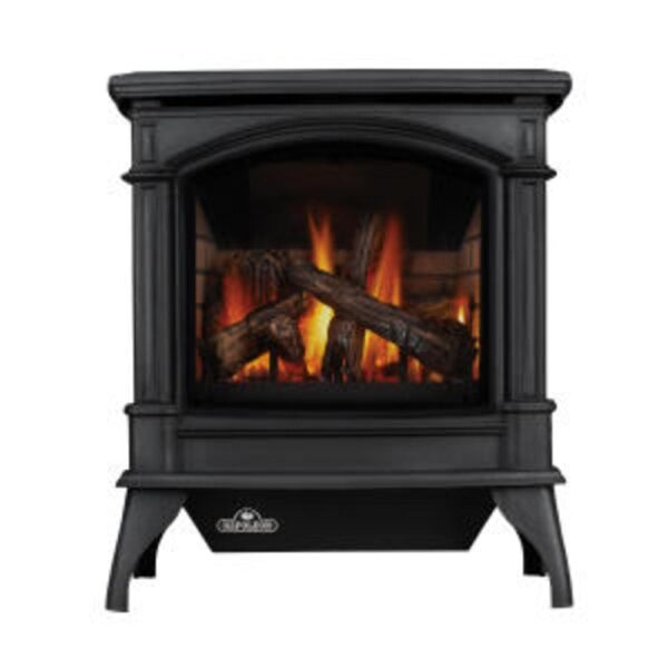 Stock Image - Napoleon - Knightsbridge™ Direct Vent Stove, Natural Gas, Electronic Ignition - Black Napoleon Hearth Gas Freestanding Stove - Builders Materials