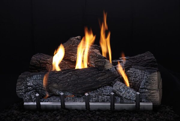 Stock Image - American Hearth - Outdoor Refractory Log Sets and Harmony Burners American Hearth - Builders Materials