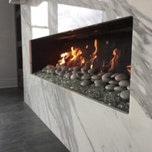 Stock Image - Mason-Lite - Indoor/Outdoor Linear Fireplace Mason-Lite Masonry Fireplace - Builders Materials