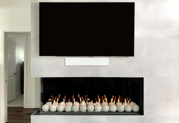 Stock Image - Flare - Left Corner Flare Fireplaces Gas Corner Fireplace - Builders Materials