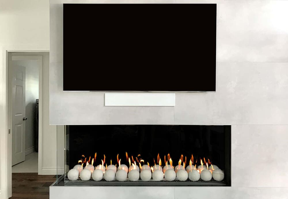 Stock Image - Flare - Left Corner Flare Fireplaces Gas Corner Fireplace - Builders Materials
