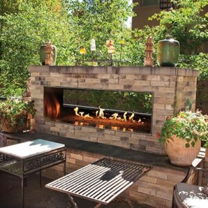 Stock Image - American Hearth - Outdoor Linear See-Through Fireplaces American Hearth - Builders Materials