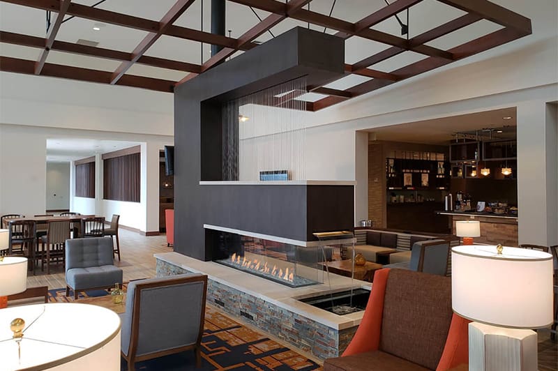 Stock Image - Flare - Frameless Commercial Flare Fireplaces Gas Bay & Corner & Linear & See-Thru Fireplace - Builders Materials