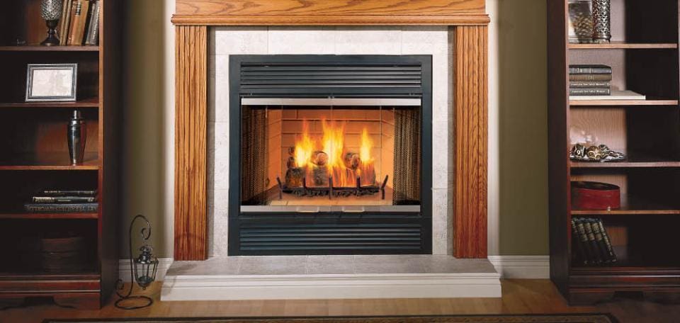 Stock Image - Majestic Sovereign Wood-Burning Fireplace Majestic Wood Fireplace - Builders Materials