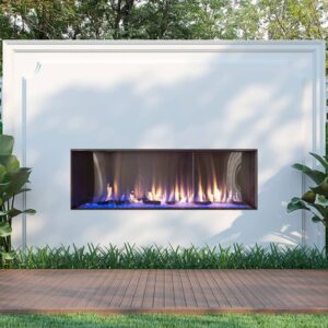 Stock Image - Flare - Outdoor Front Facing Flare Fireplaces Gas Linear Fireplace & Outdoor Fire - Builders Materials