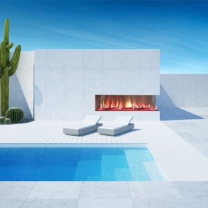 Stock Image - Flare - Outdoor Right Corner Flare Fireplaces Gas Corner Fireplace & Outdoor Fire - Builders Materials