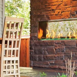 Stock Image - Outdoor Lifestyles Lanai See-Through Gas Fireplace Outdoor Lifestyles Gas Fireplace & Outdoor Fire - Builders Materials