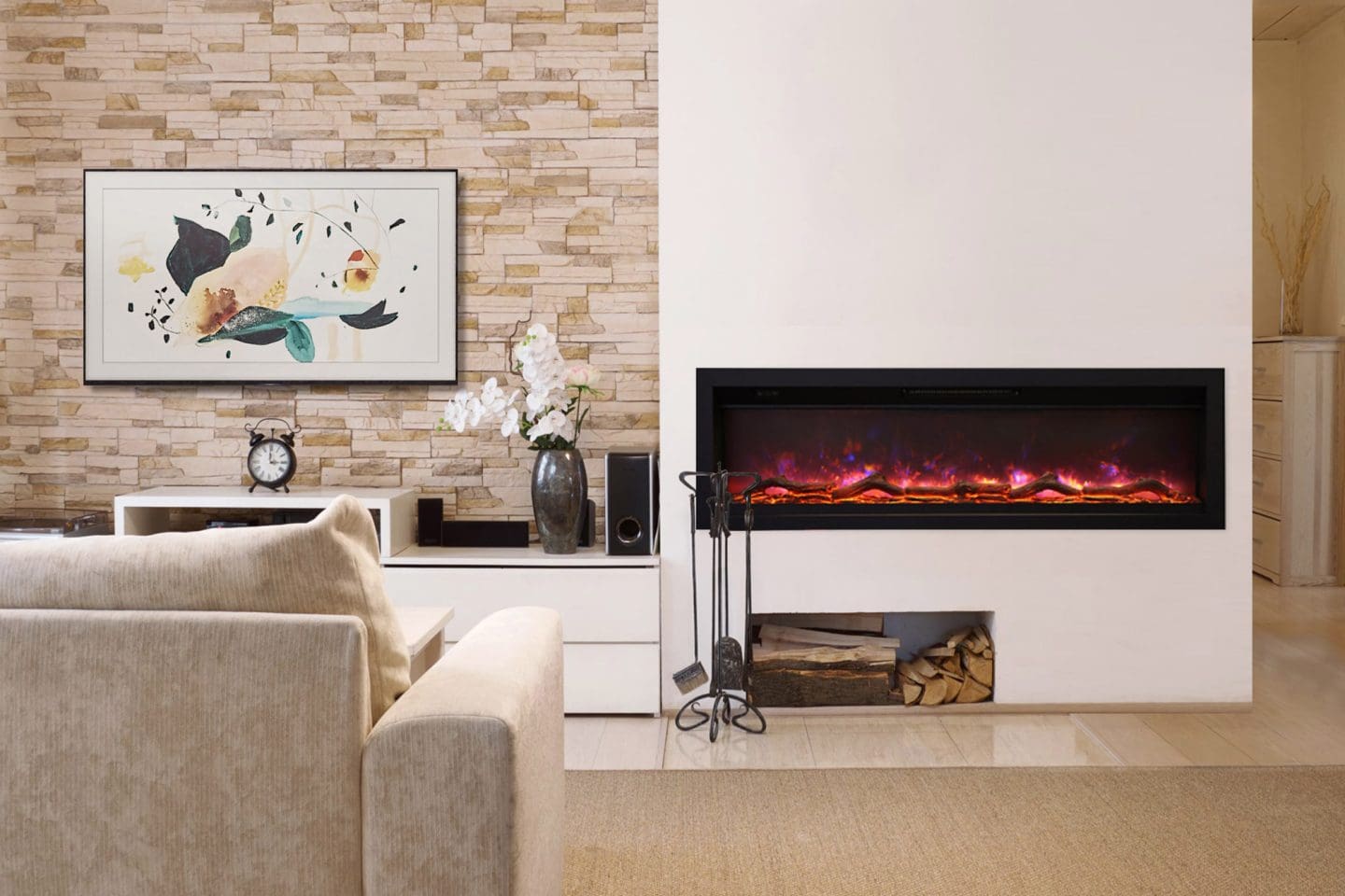 Stock Image - Ambiance IW 60 Ambiance Electric Linear Fireplace - Builders Materials