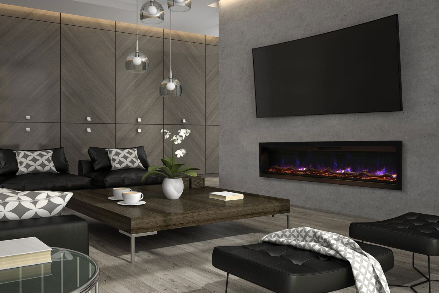 Stock Image - Ambiance IW 74 Ambiance Electric Linear Fireplace - Builders Materials