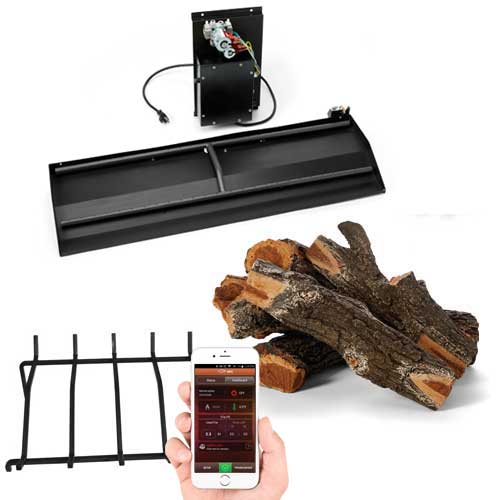 Stock Image - HPC Fire Inspired - Dual Burner, Grate and Log Set Kit gas burner - Builders Materials