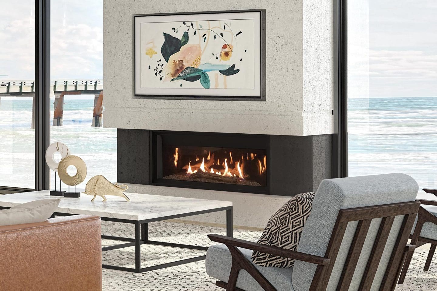 Stock Image - Ambiance - Illusion 47 Ambiance Gas Linear Fireplace - Builders Materials