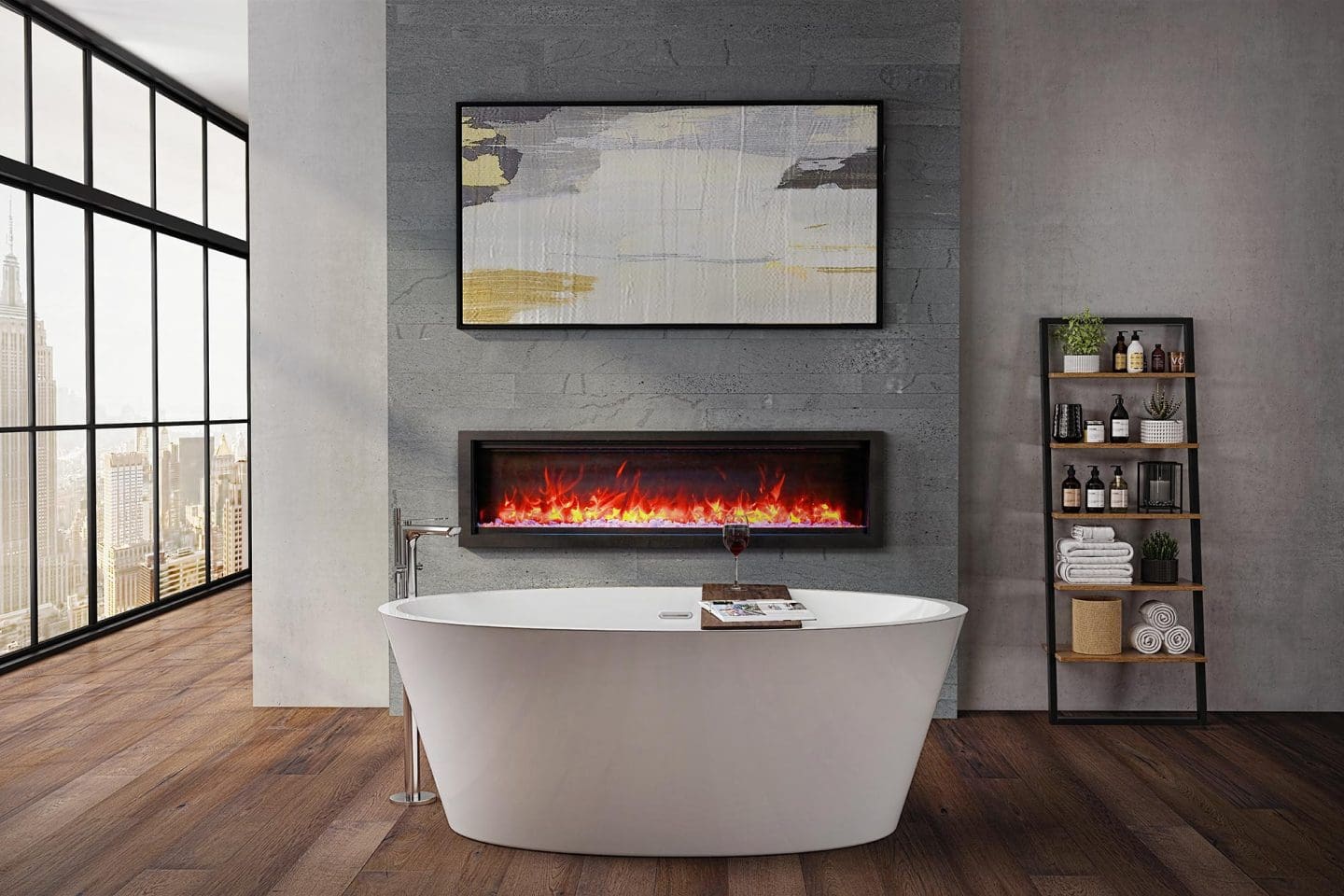 Stock Image - Ambiance - Impressionist 100 Ambiance Electric Linear Fireplace - Builders Materials