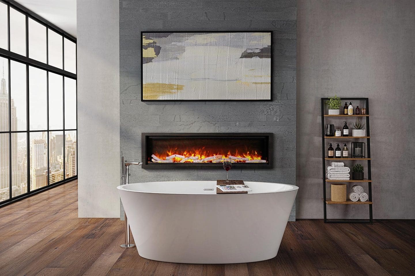 Stock Image - Ambiance - Impressionist 50 Ambiance Electric Linear Fireplace - Builders Materials