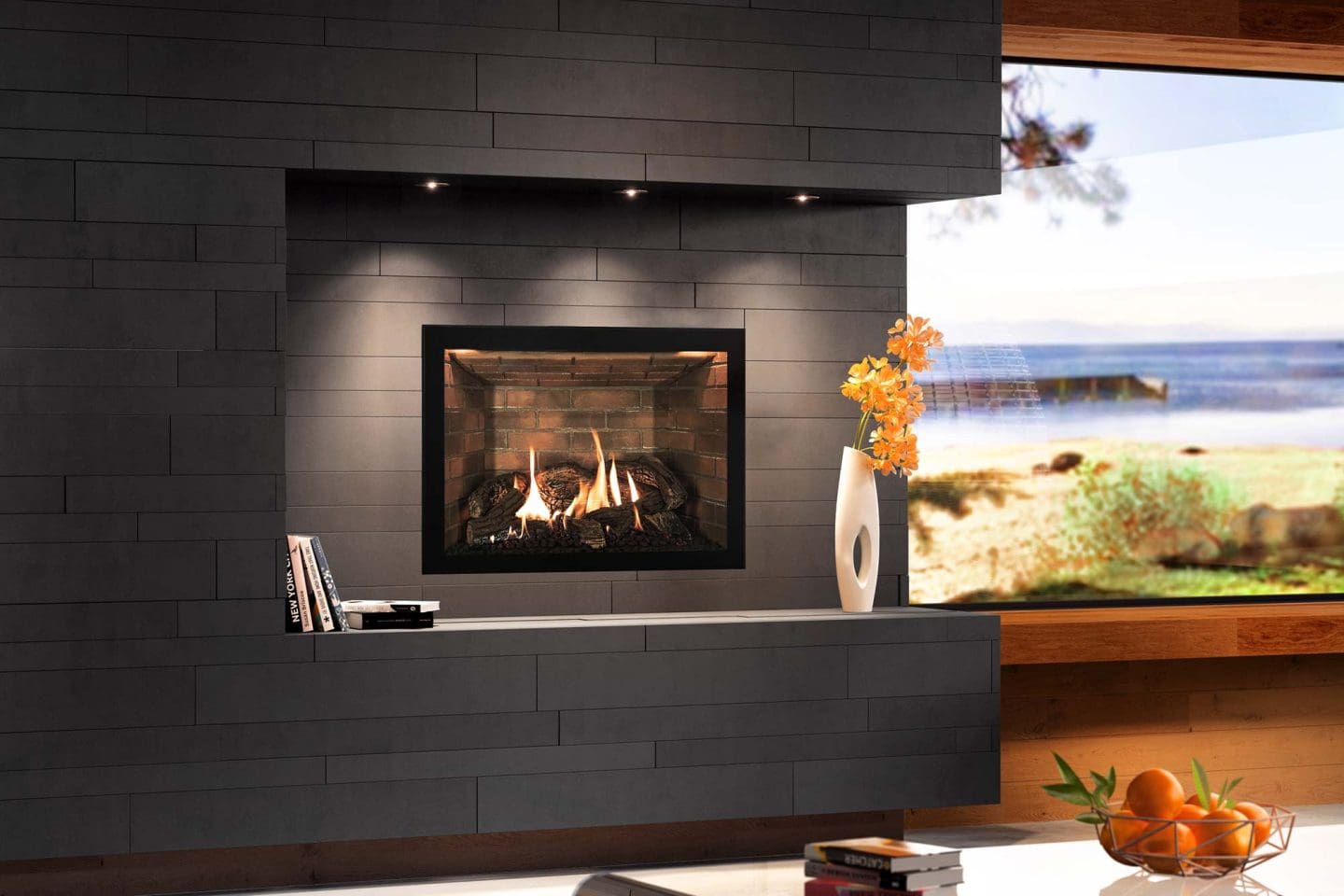 Stock Image - Ambiance - Intrigue 36 Ambiance Gas Contemporary Fireplace - Builders Materials