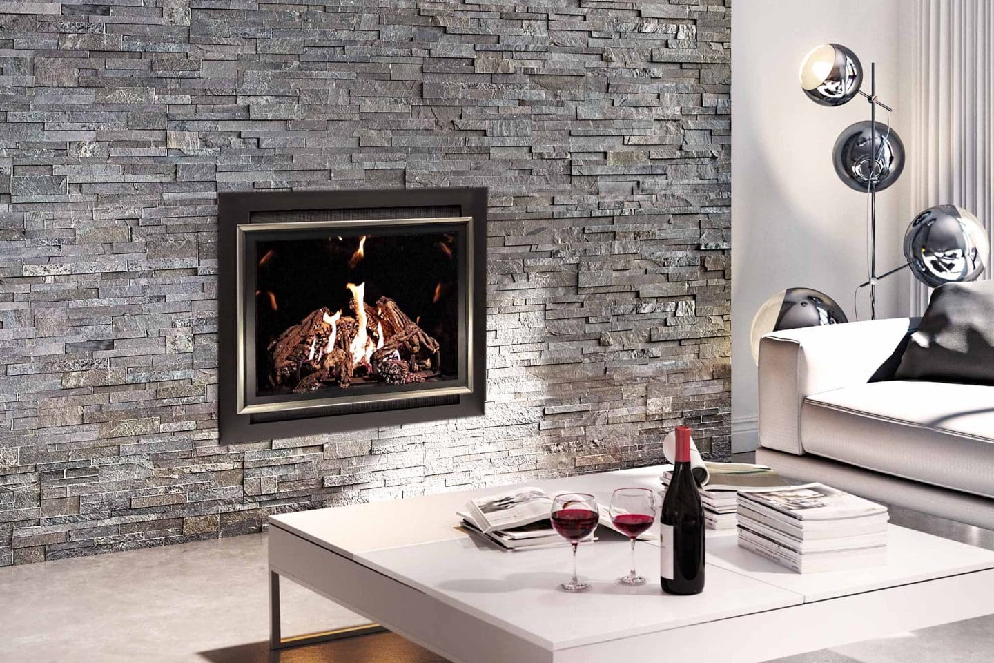 Stock Image - Ambiance - Intrigue 42 Ambiance Gas Contemporary Fireplace - Builders Materials