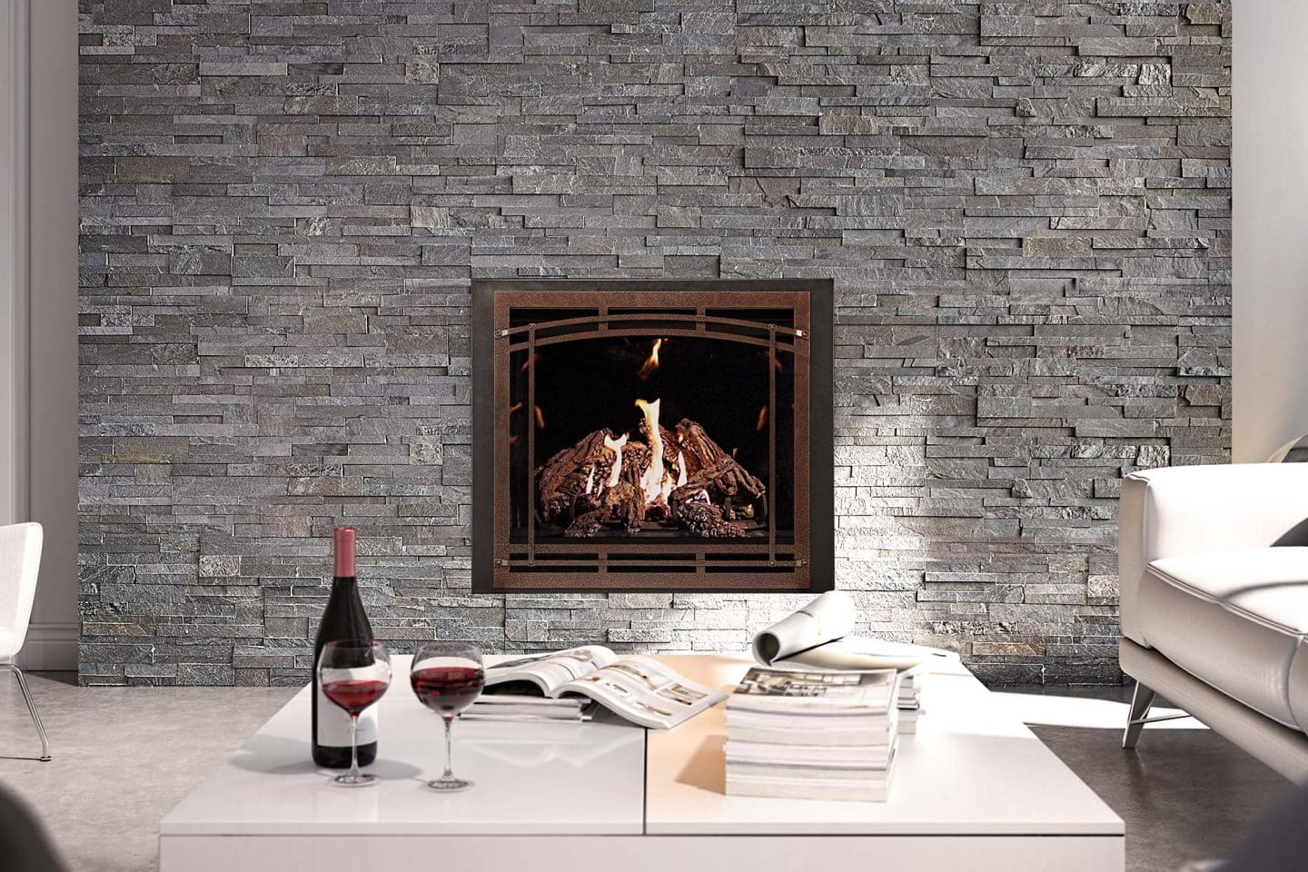 Stock Image - Ambiance - Intrigue 42 Ambiance Gas Contemporary Fireplace - Builders Materials