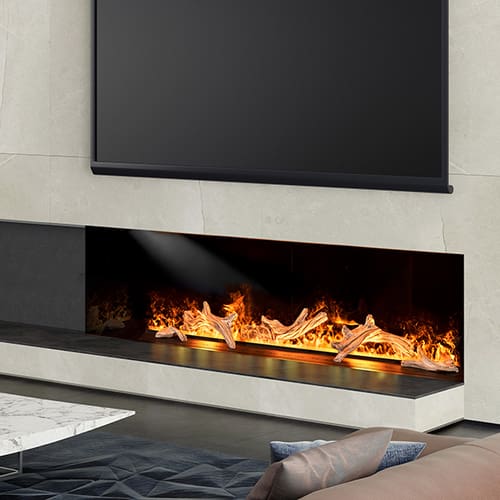 Stock Image - NetZero Waterplace NetZero Water Vapor Bay & Burner Insert & Contemporary & Corner & Linear & Peninsula Fireplace - Builders Materials