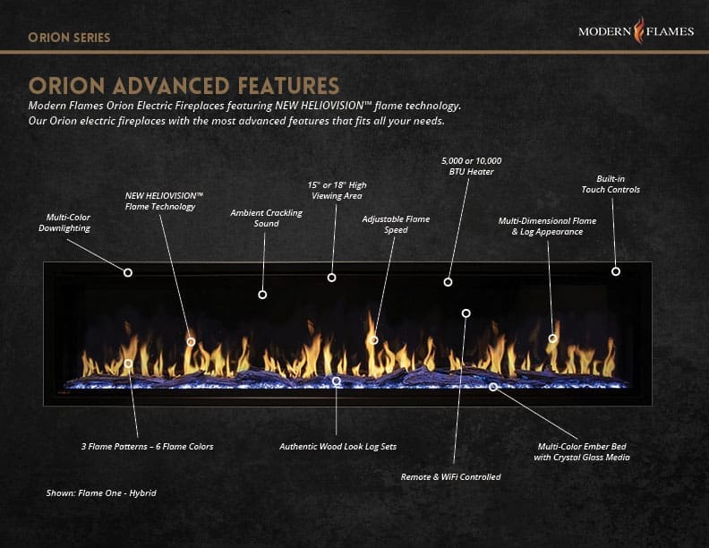 Stock Image - Modern Flames Orion Multi Electric Fireplaces - Builders Materials