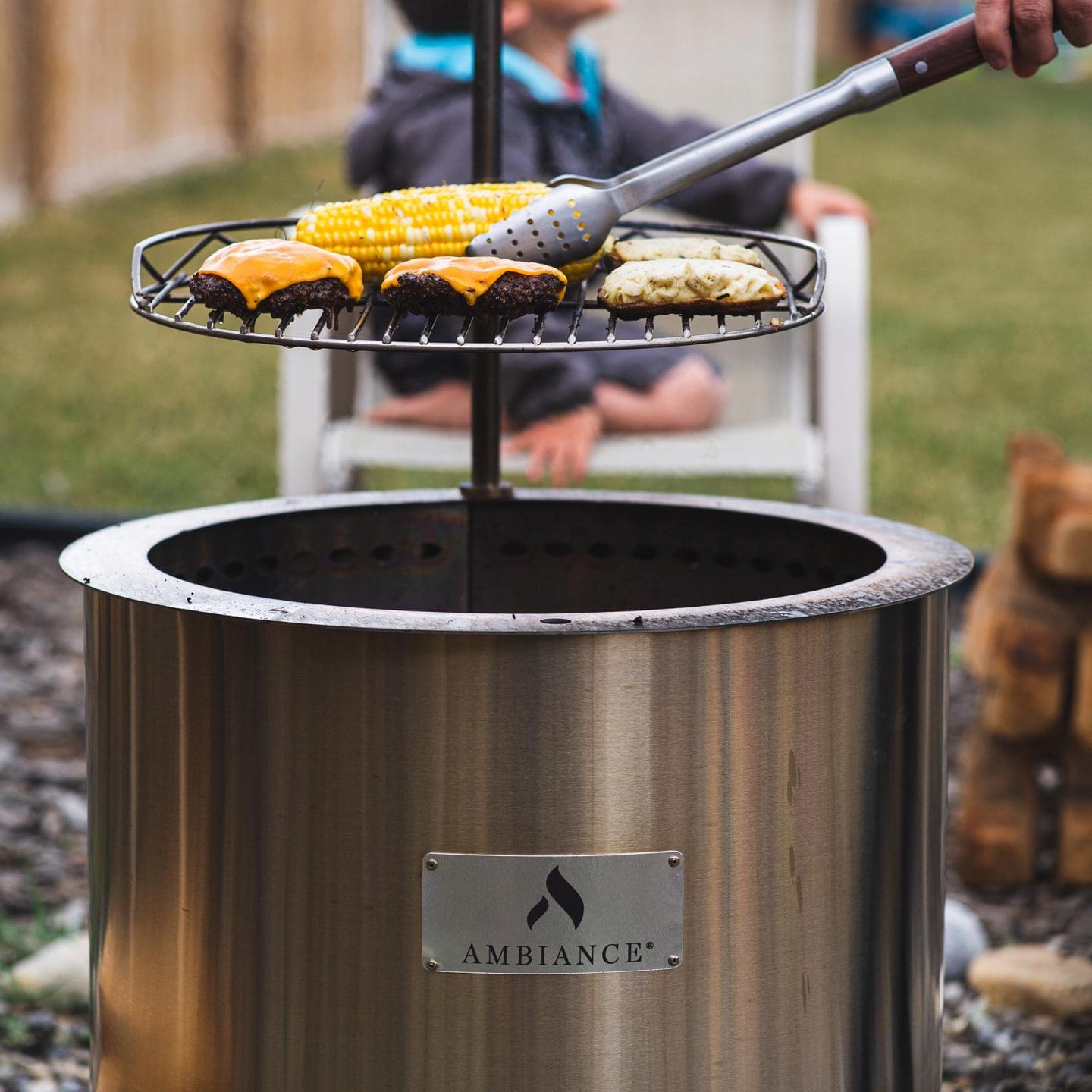 Stock Image - Ambiance Fiero Smokeless Fire Pit Ambiance Gas Fire Pit & Outdoor Fire - Builders Materials