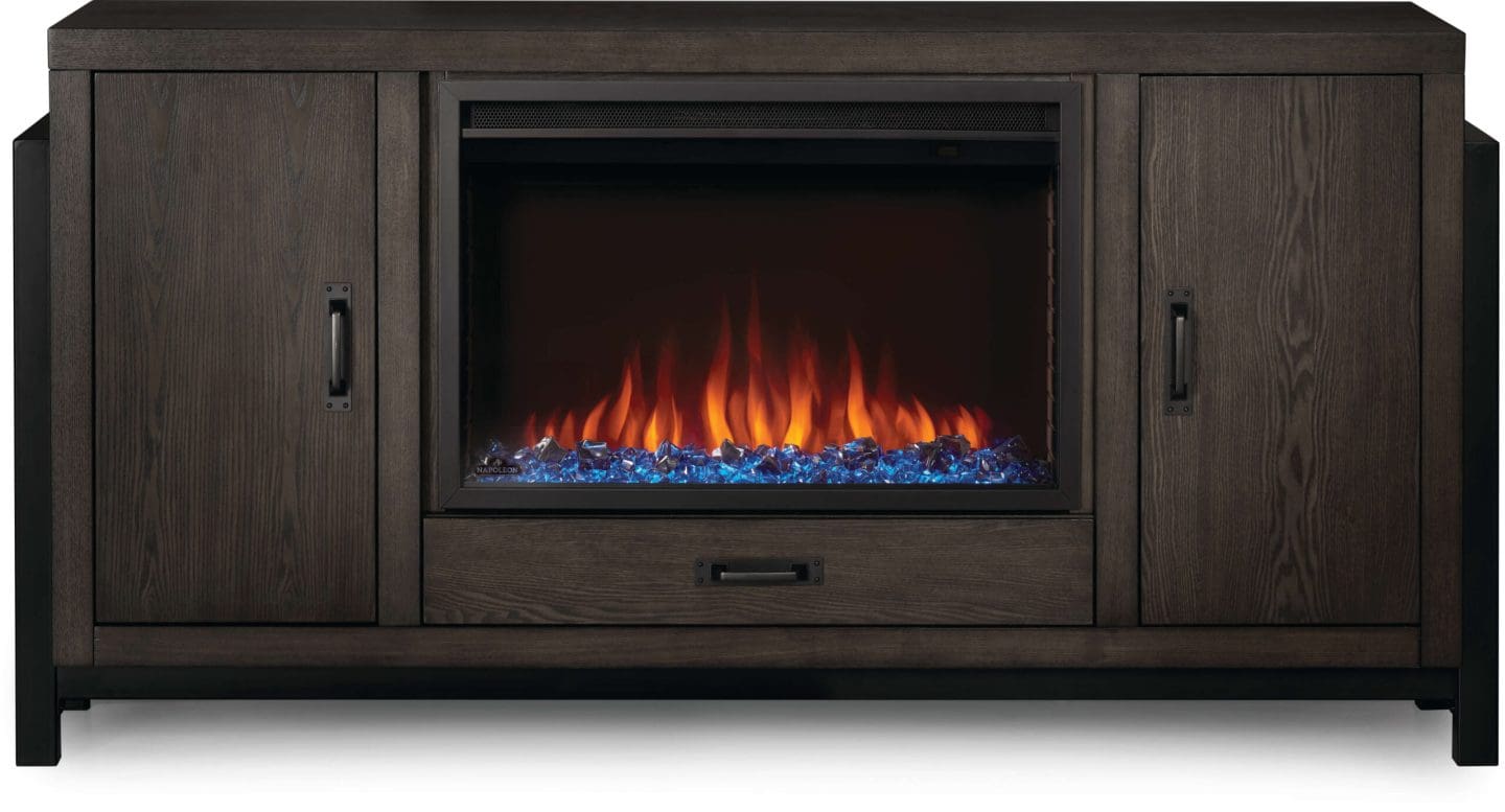 Stock Image - Napoleon - The Franklin Electric Fireplace Media Console Napoleon Hearth Electric Console - Builders Materials