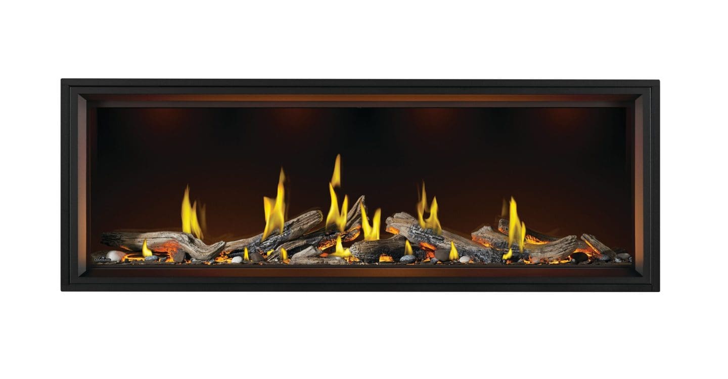 Stock Image - Napoleon - Tall Linear Vector™ 74 with Luminous Logs, Direct Vent Fireplace, Natural Gas, Electronic Ignition Napoleon Hearth Gas Linear Fireplace - Builders Materials