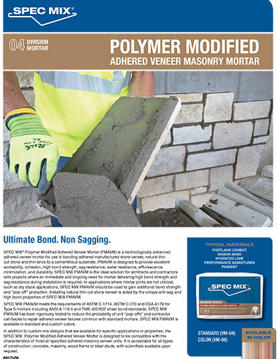 SPEC MIX Polymer Modified Adhered Veneer Masonry Mortar