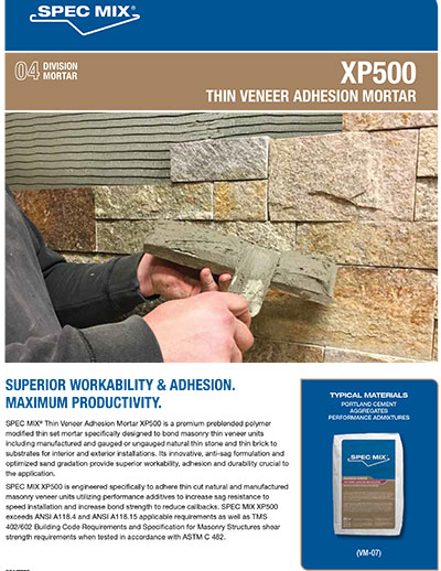 SPEC MIX Thin Veneer Adhesion Mortar XP500