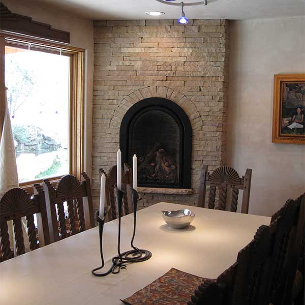Stone and Gas Fireplace