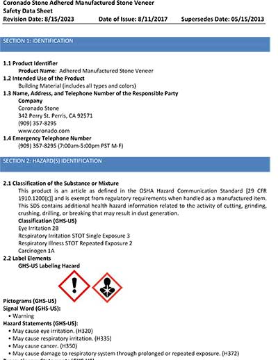 Coronado Stone Adhered Manufactured Stone Veneer